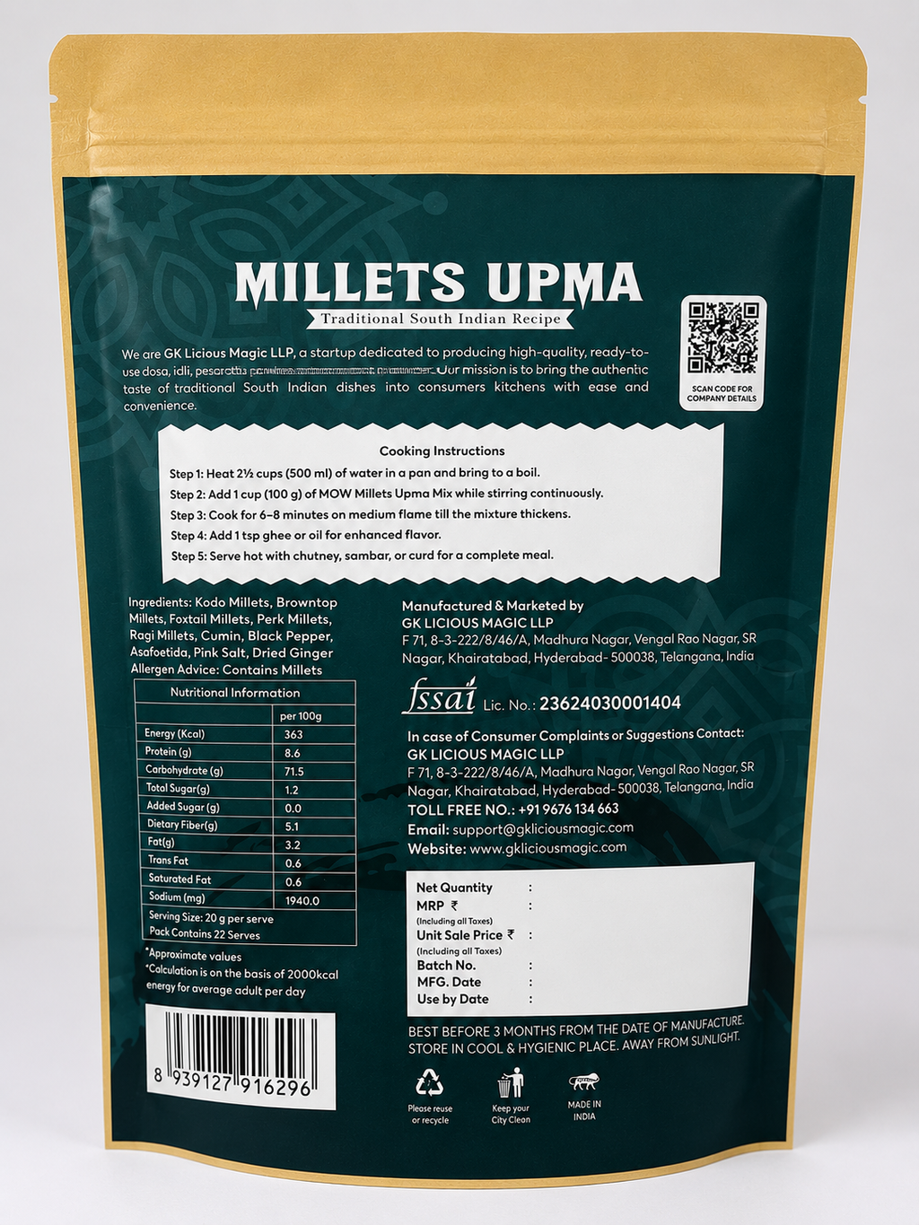 Instant Millets Upma