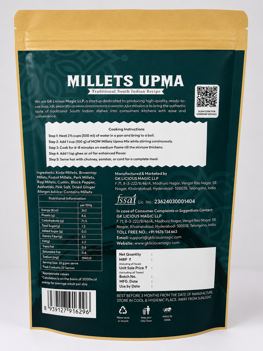 Instant Millets Upma
