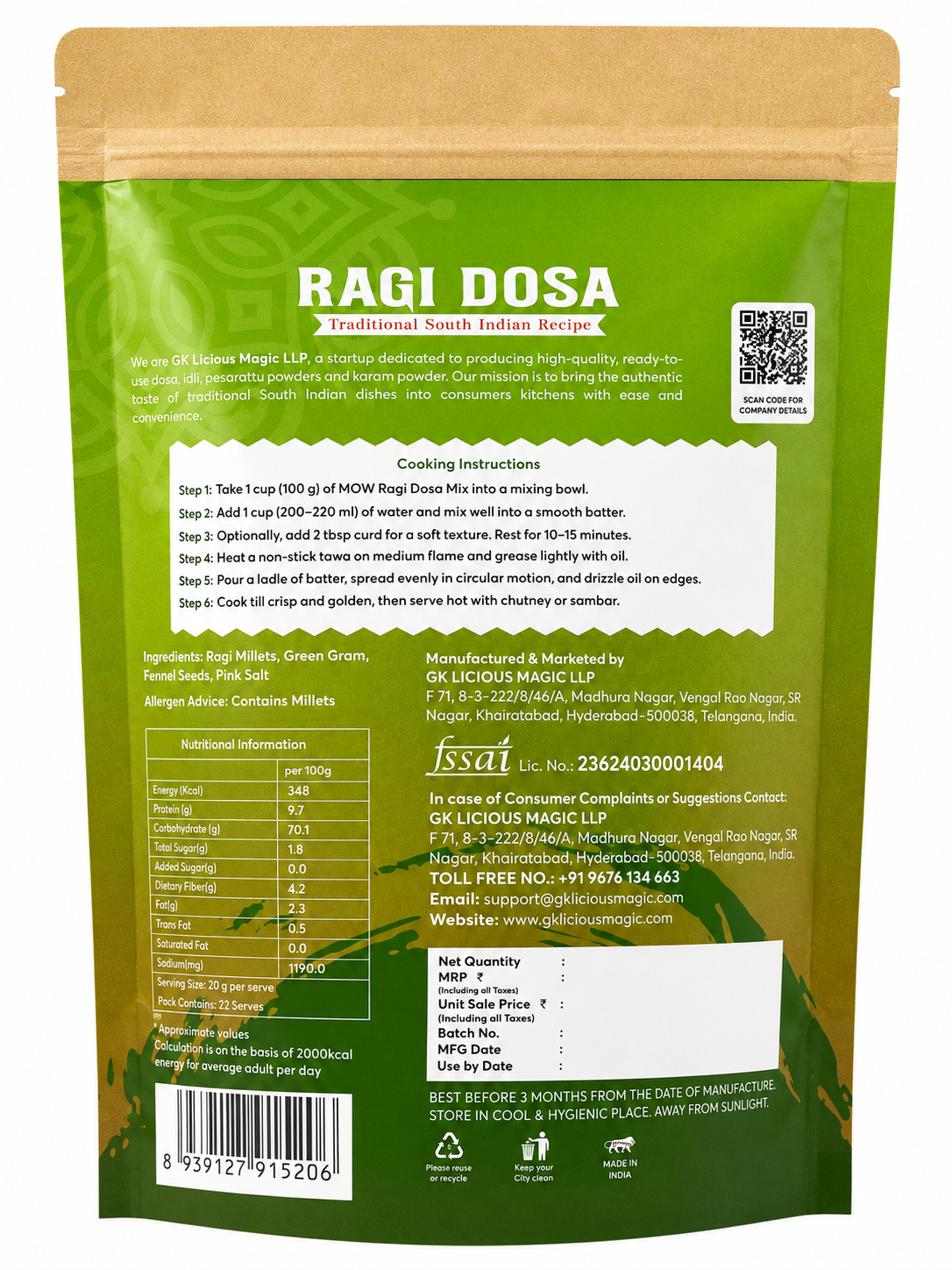 Instant Ragi Dosa