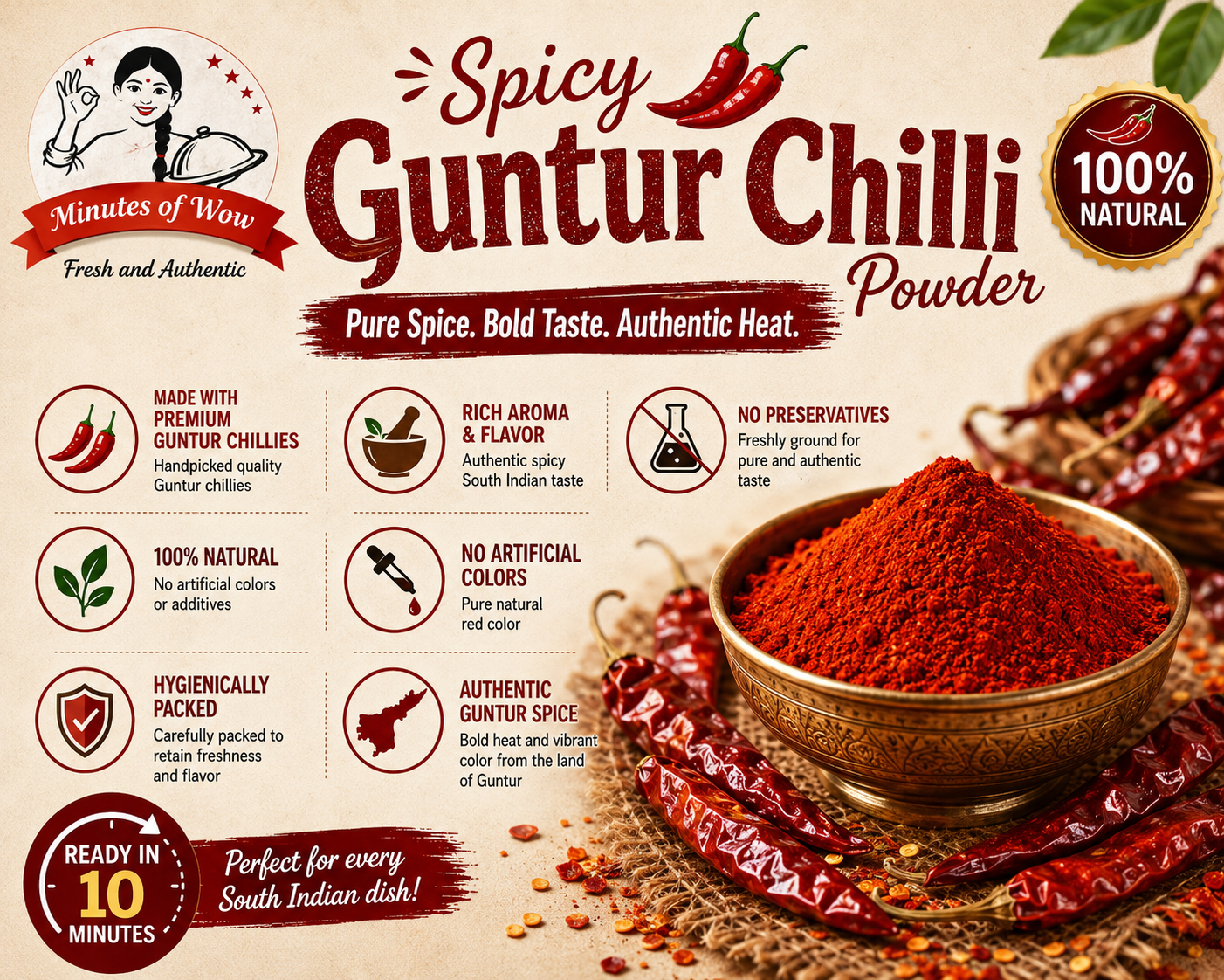 Instant Guntur Chilli Powder
