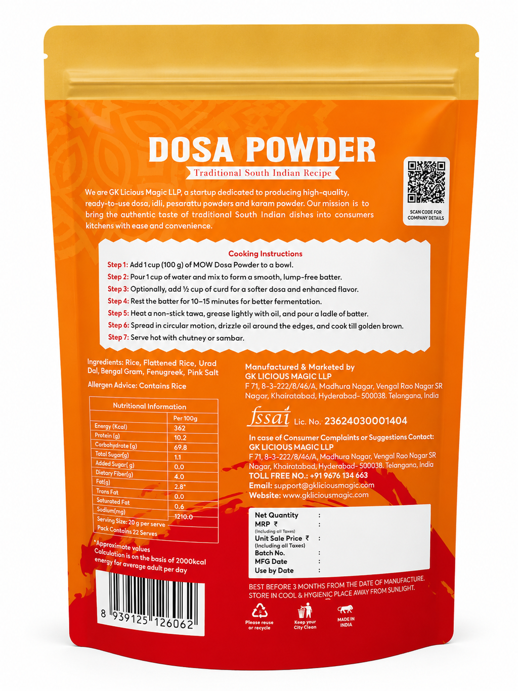 Instant Dosa  Powder