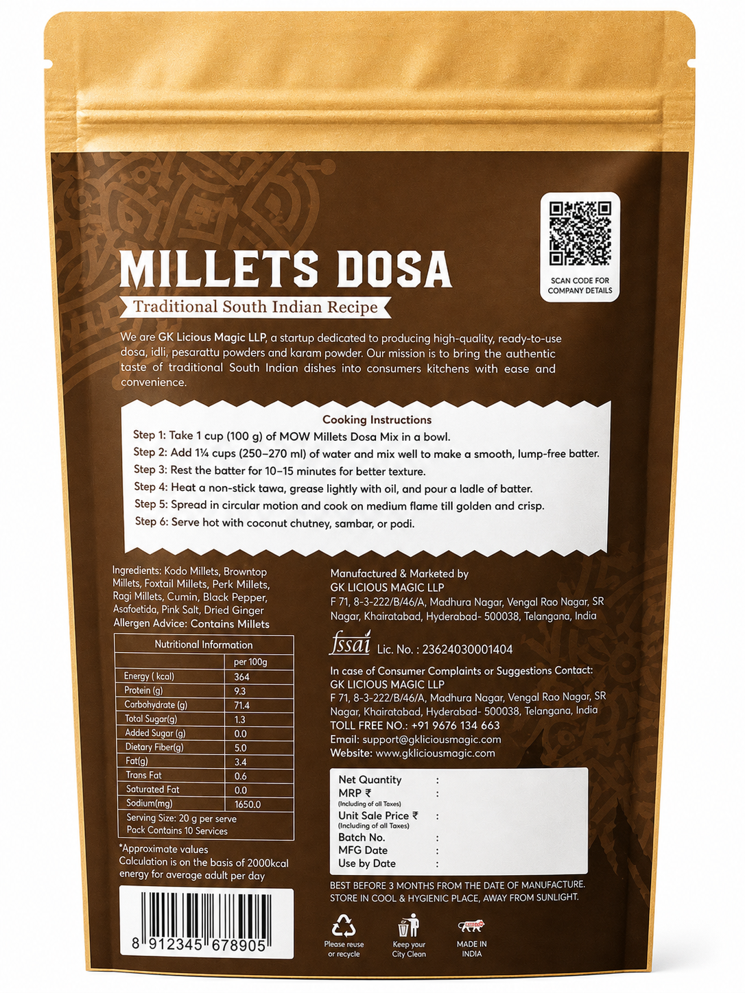 Instant Millets Dosa