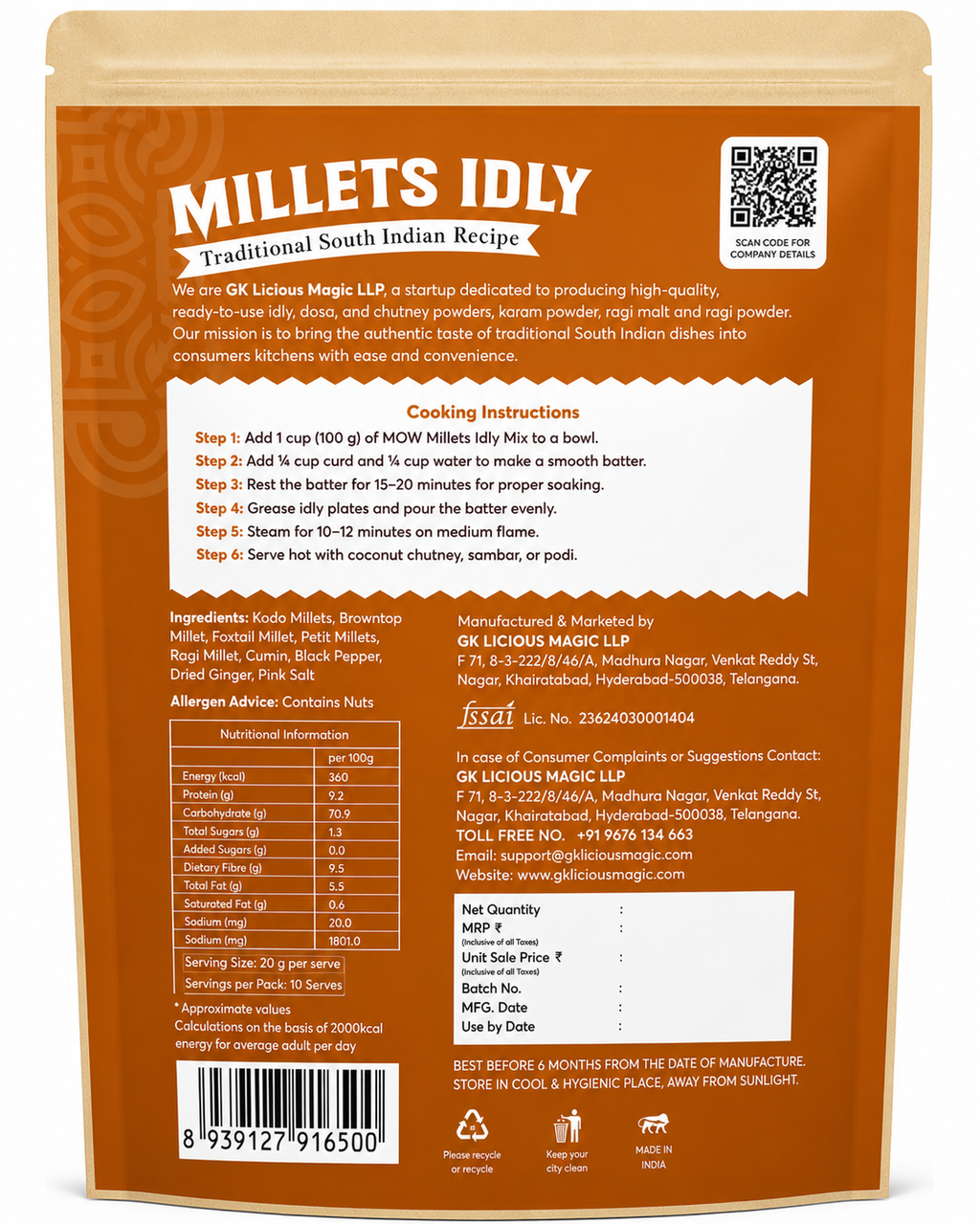 Instant Millets Idly