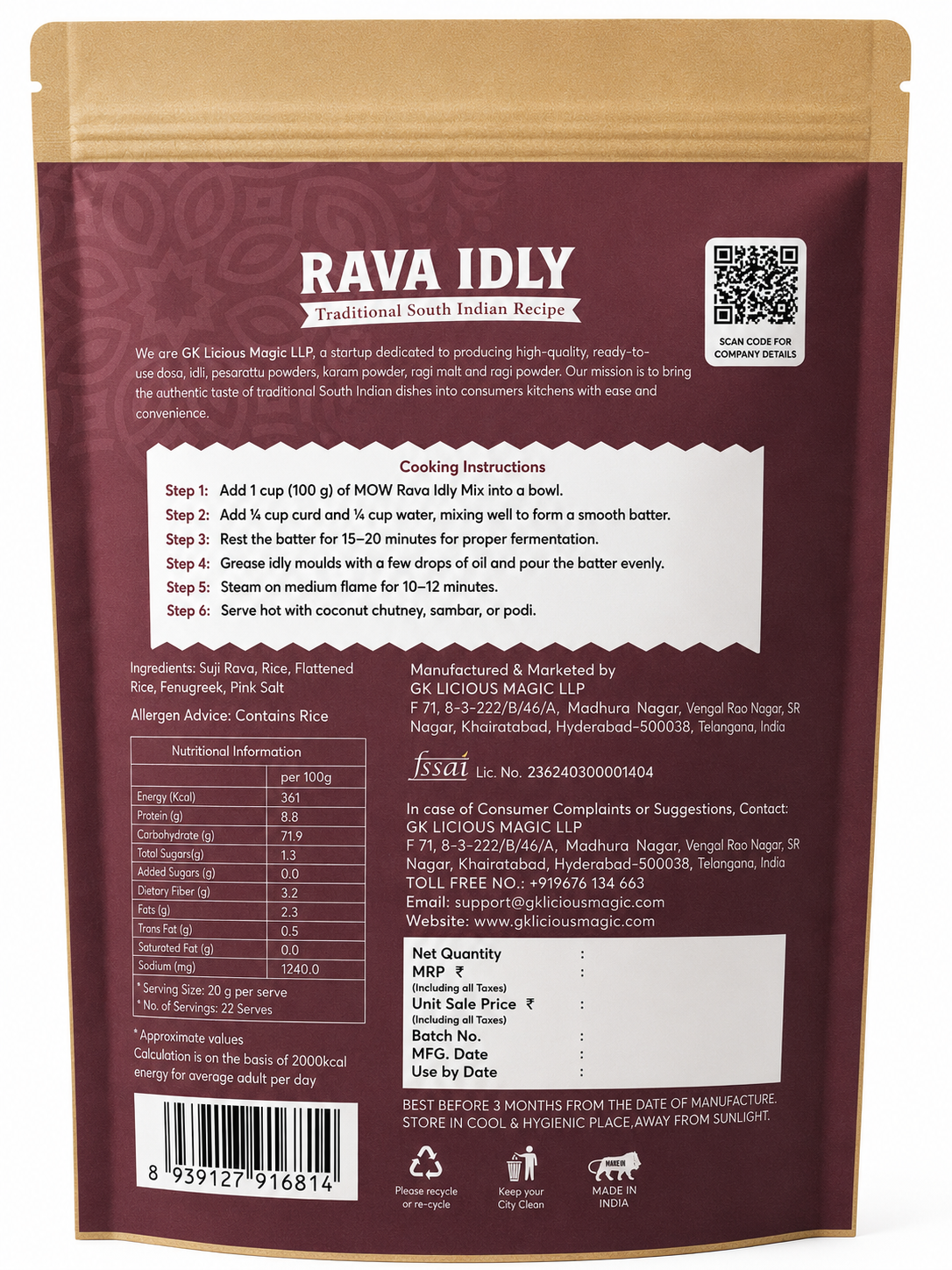 Instant Rava Idly